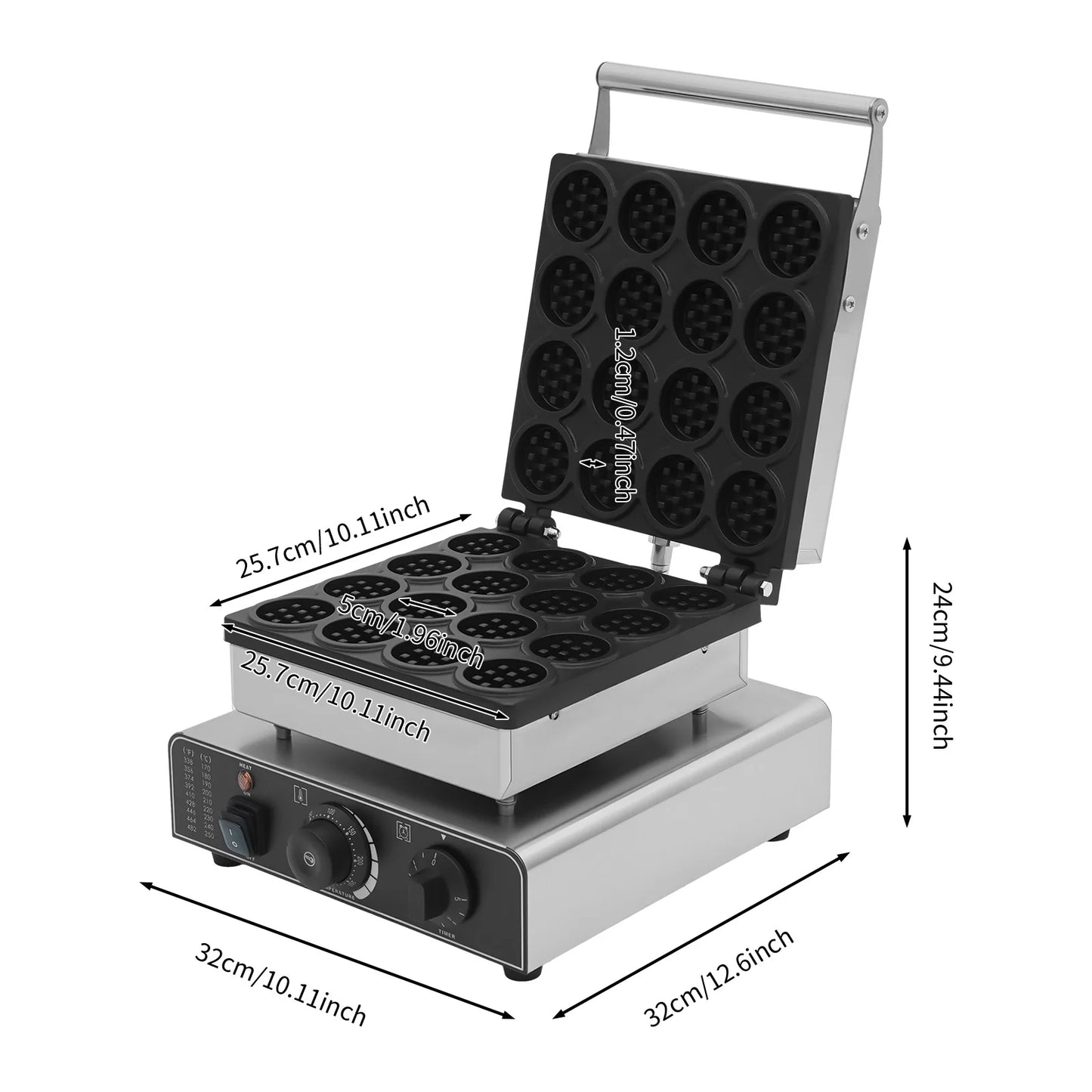 16-Grid Commercial Electric Waffle Maker - 1750W