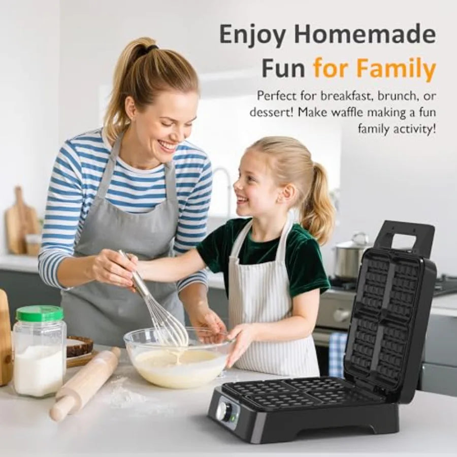 4-Slice Electric Waffle Maker - Adjustable Temperature