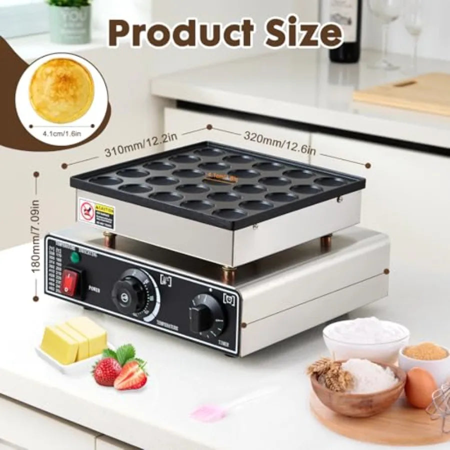 25-Piece Mini Dutch Pancake Maker - Commercial Electric Grill