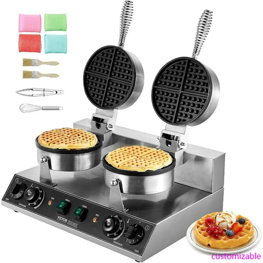 Dual-Head Waffle Maker - Commercial Belgian Waffle Iron