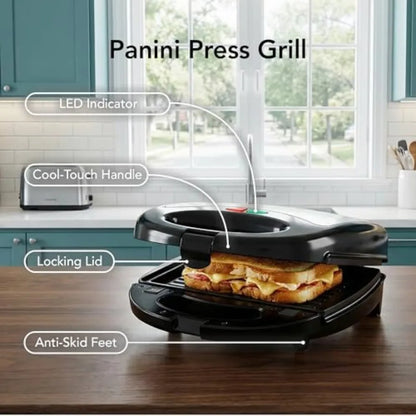 3-in-1 Electric Sandwich Maker, Panini Press & Waffle Iron