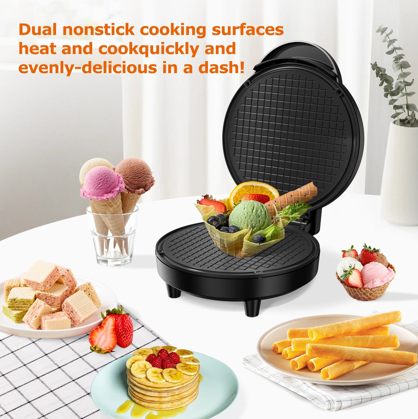 Waffle Cone Maker with Shaper Roller