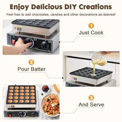 25-Piece Mini Dutch Pancake Maker - Commercial Electric Grill