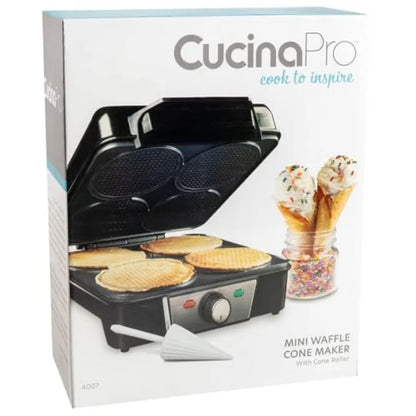 Mini Waffle Cone Maker - 4-Slot Countertop Baker