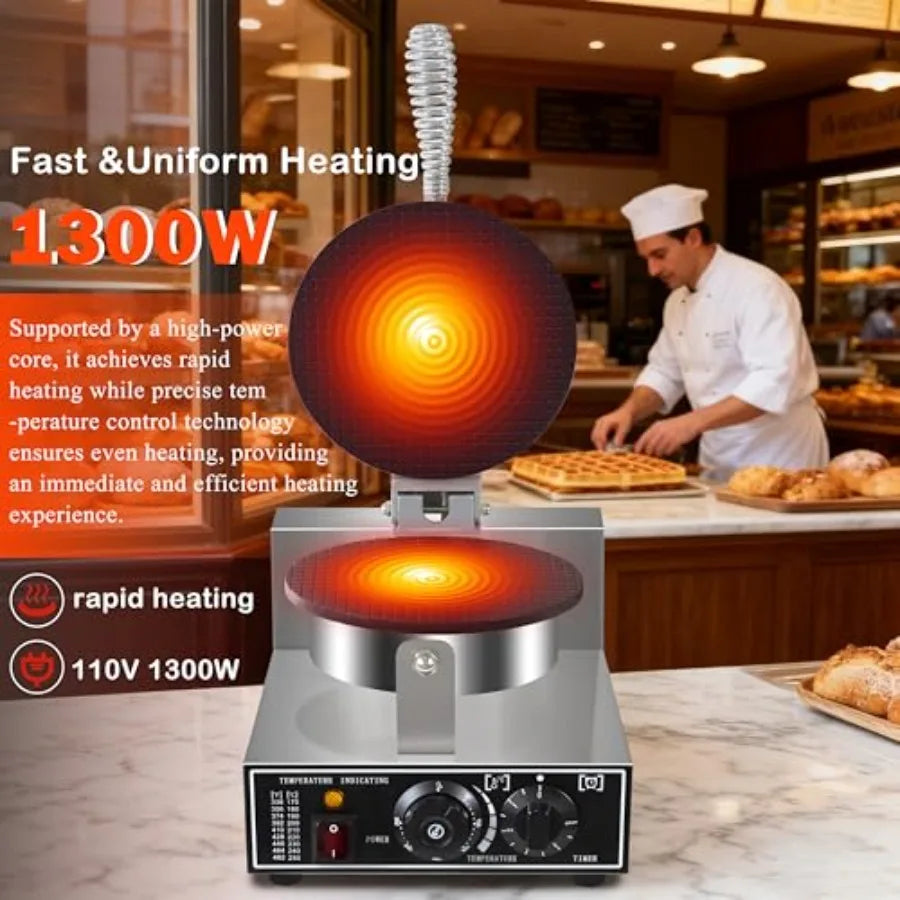 1300W Commercial Electric Waffle Cone Maker
