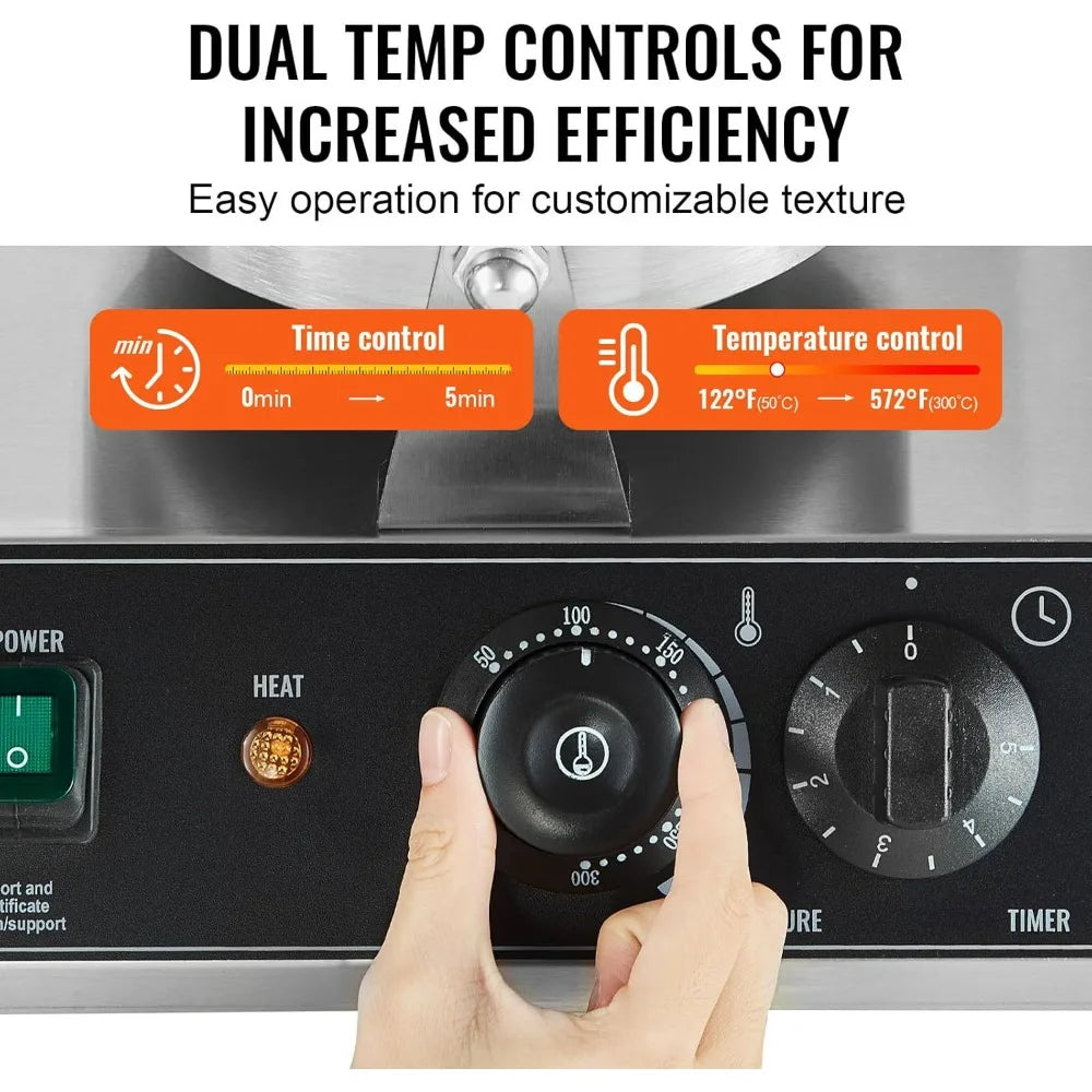Dual-Head Waffle Maker - Commercial Belgian Waffle Iron