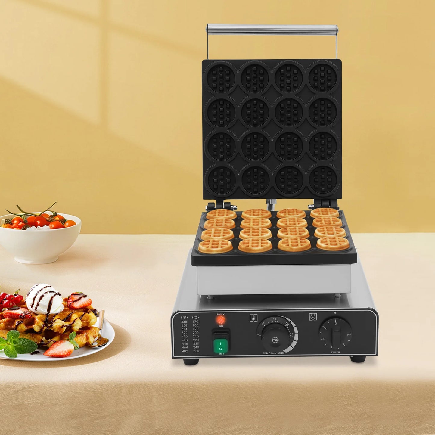 16-Grid Commercial Electric Waffle Maker - 1750W