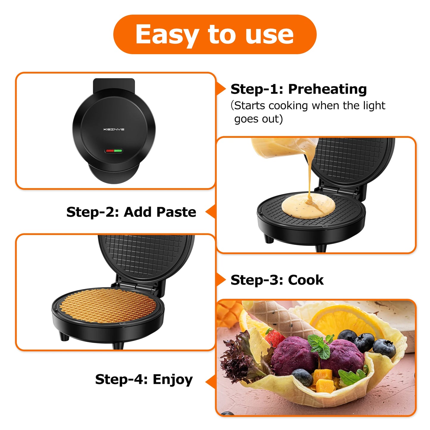 Waffle Cone Maker with Shaper Roller