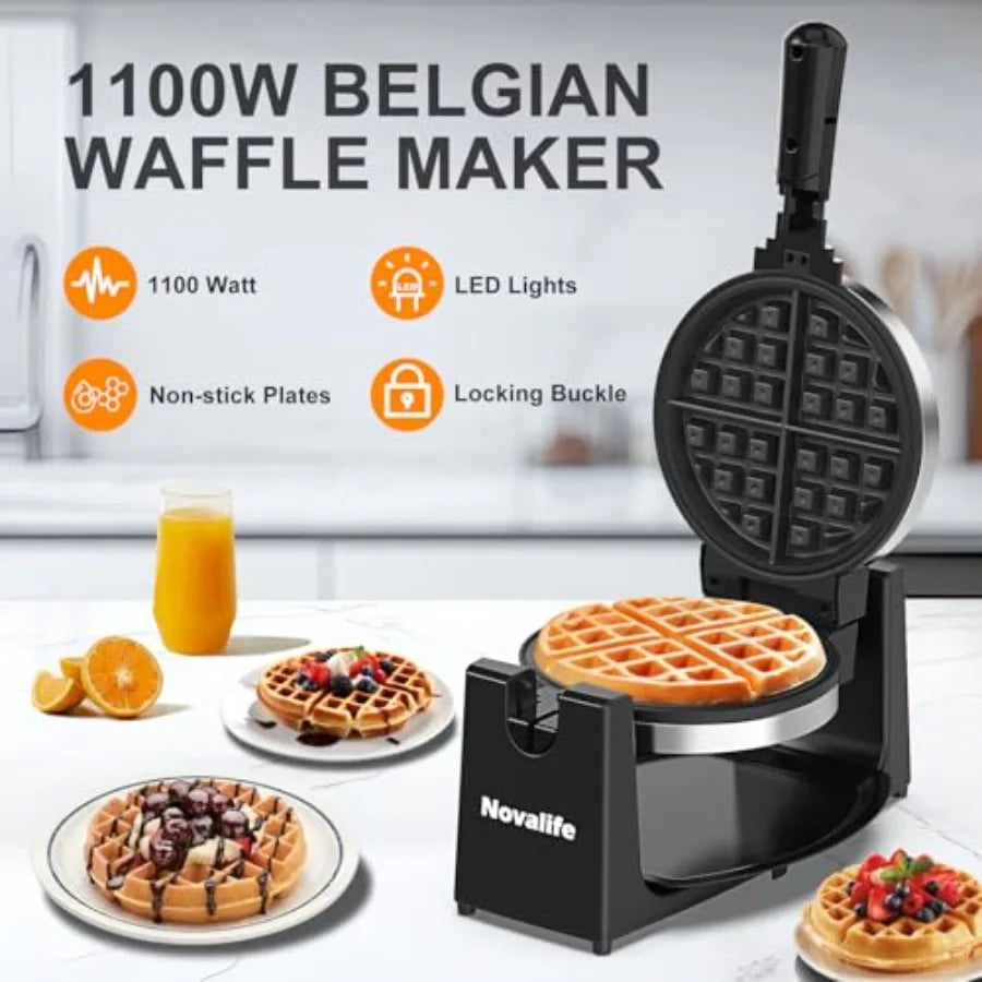 Rotating Belgian Waffle Maker with Browning Control