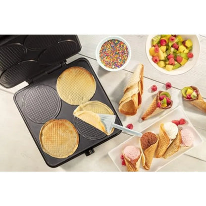 Mini Waffle Cone Maker - 4-Slot Countertop Baker