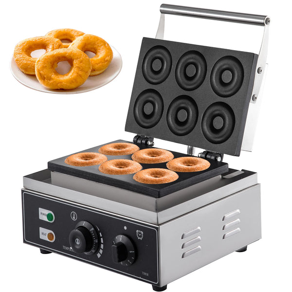 6-Hole Commercial Donut Maker - Electric Non-Stick Machine