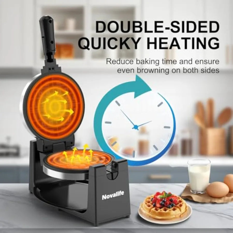 Rotating Belgian Waffle Maker with Browning Control