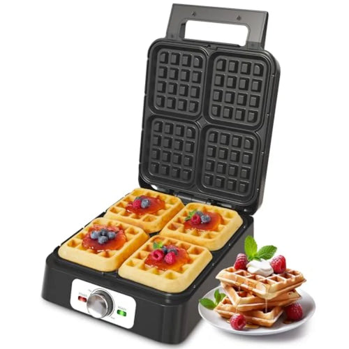 4-Slice Electric Waffle Maker - Adjustable Temperature