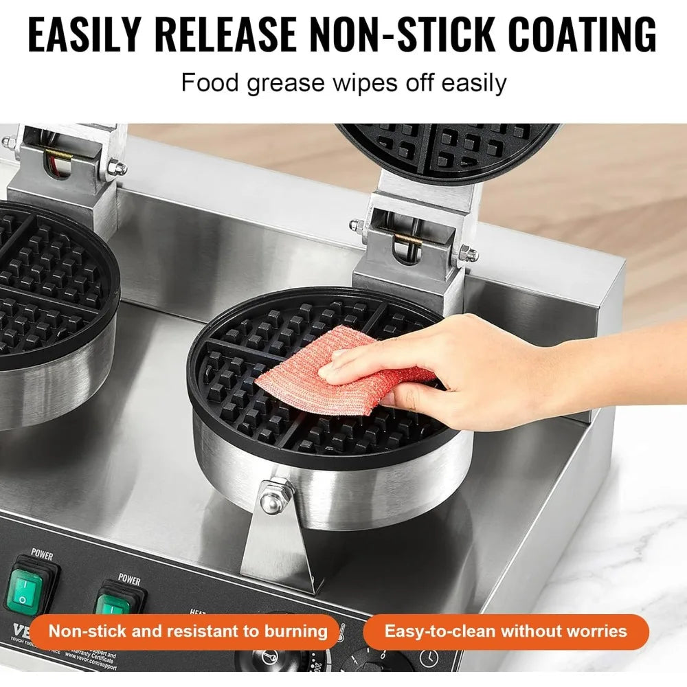 Dual-Head Waffle Maker - Commercial Belgian Waffle Iron